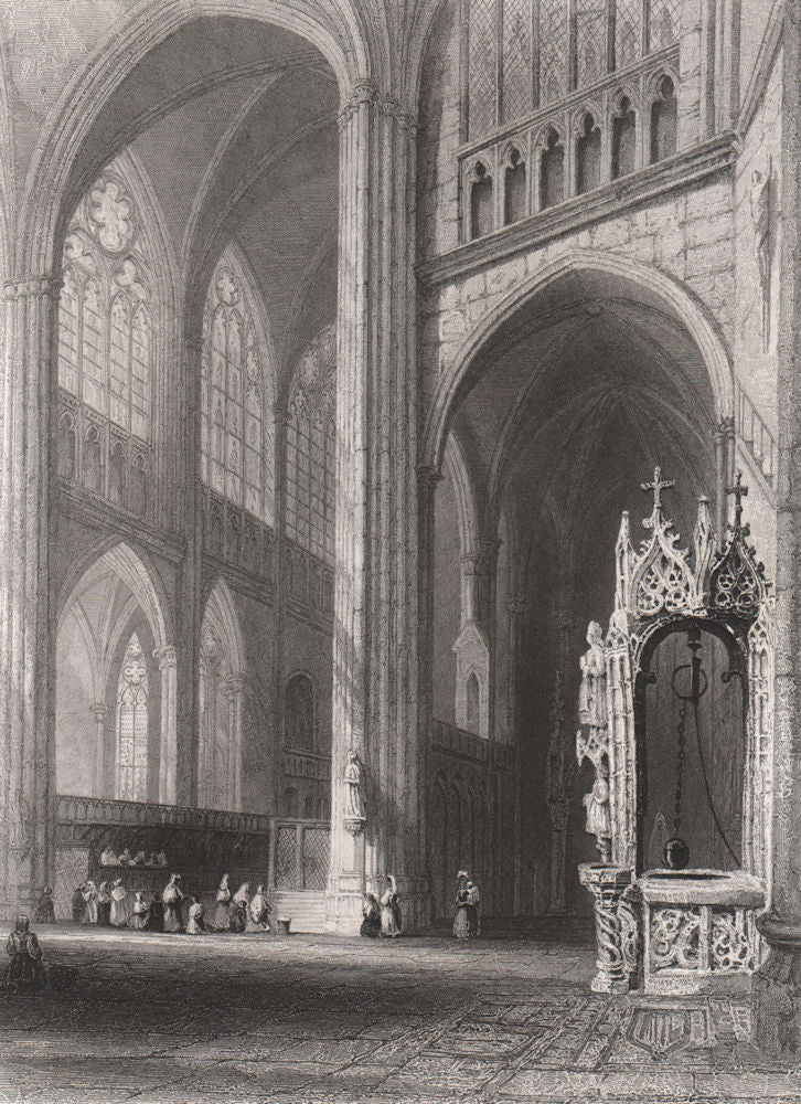 Interior of the cathedral, Regensburg, Bavaria. Danube Donau. BARTLETT 1840